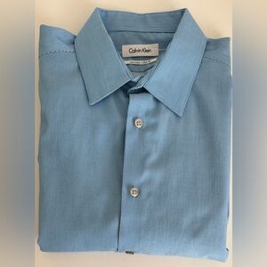 Calvin Klein Light Blue Men's Dress Shirt - Subtle Stripe
